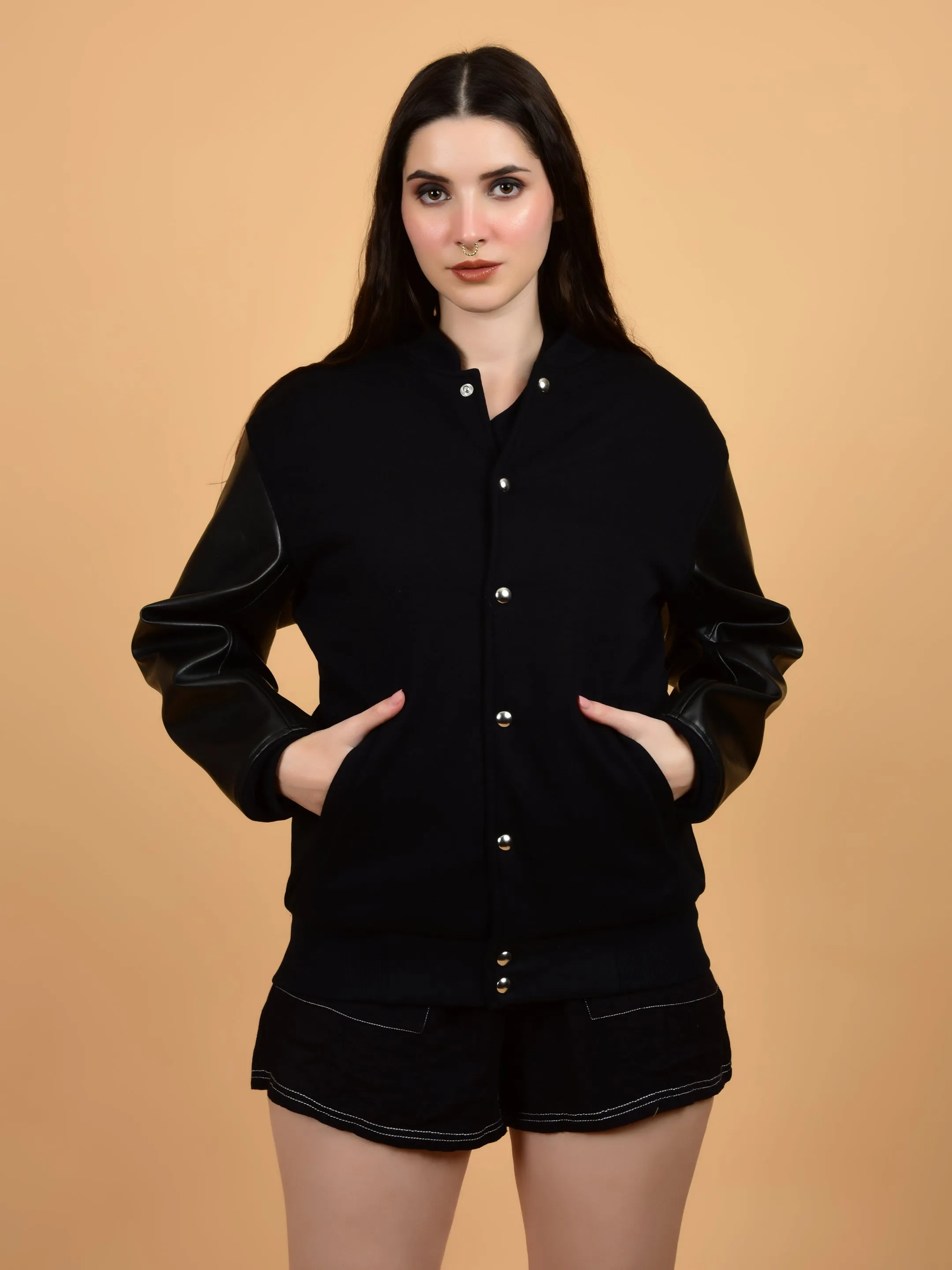 Flawless Women Black Printed Bomber Jacket