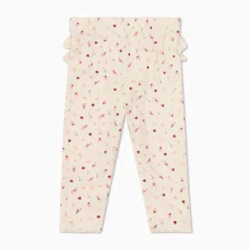 Floral Ribbed Frilled Leggings