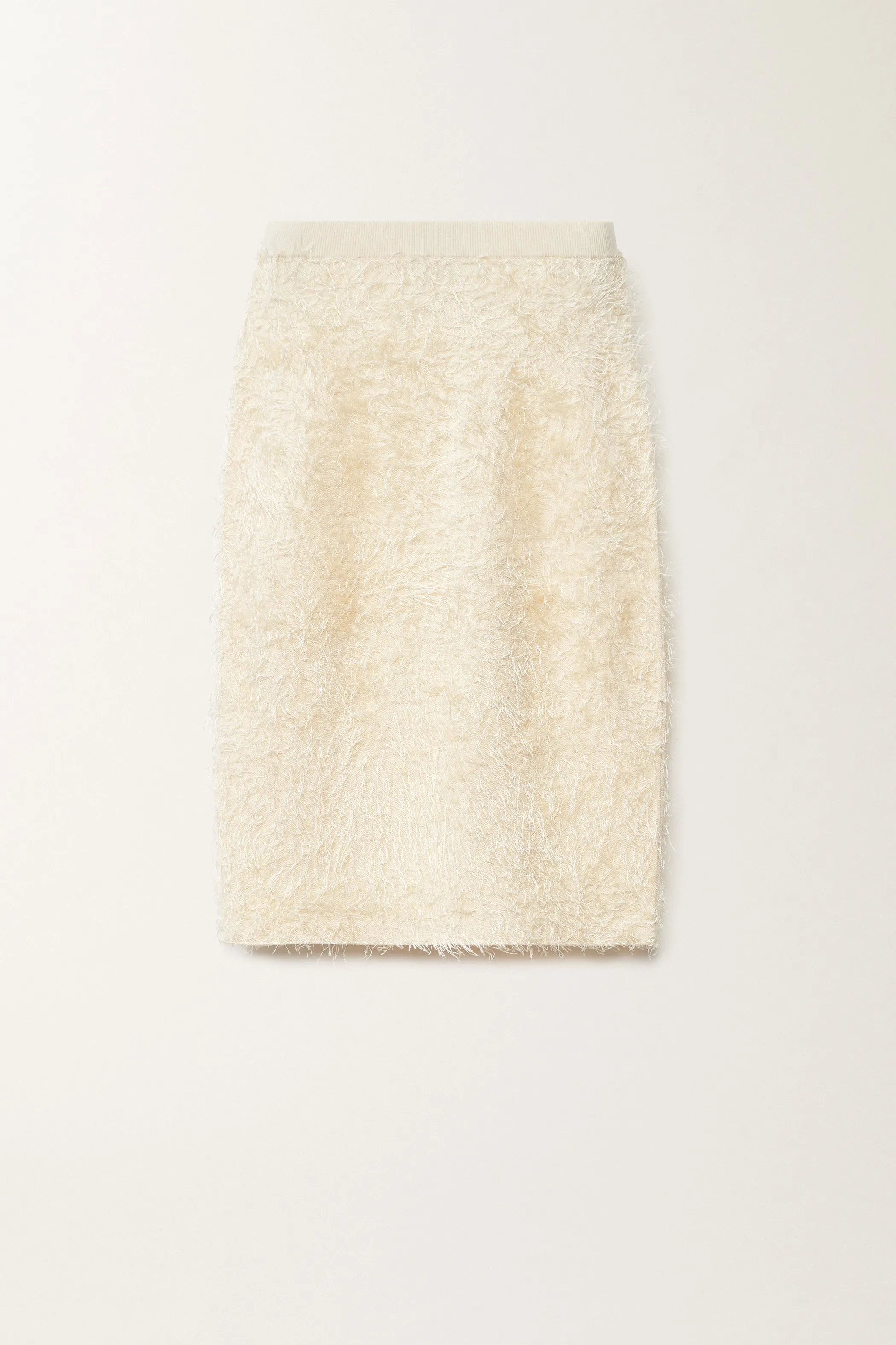 FRINGE EFFECT VISCOSE KNIT SKIRT