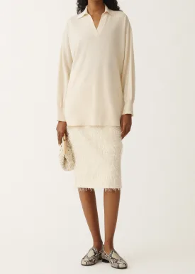 FRINGE EFFECT VISCOSE KNIT SKIRT