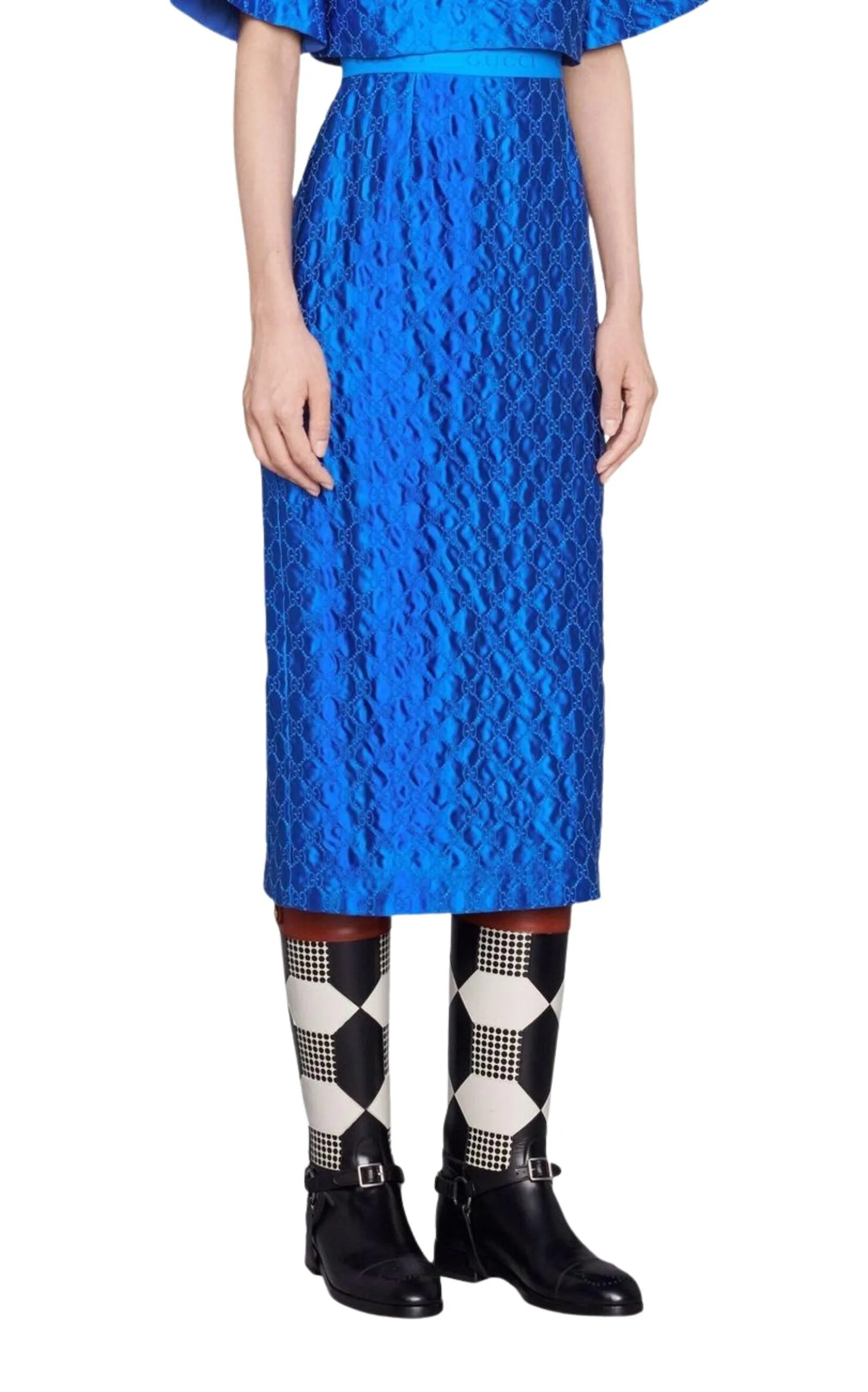 Gg Supreme Blue Silk Skirt