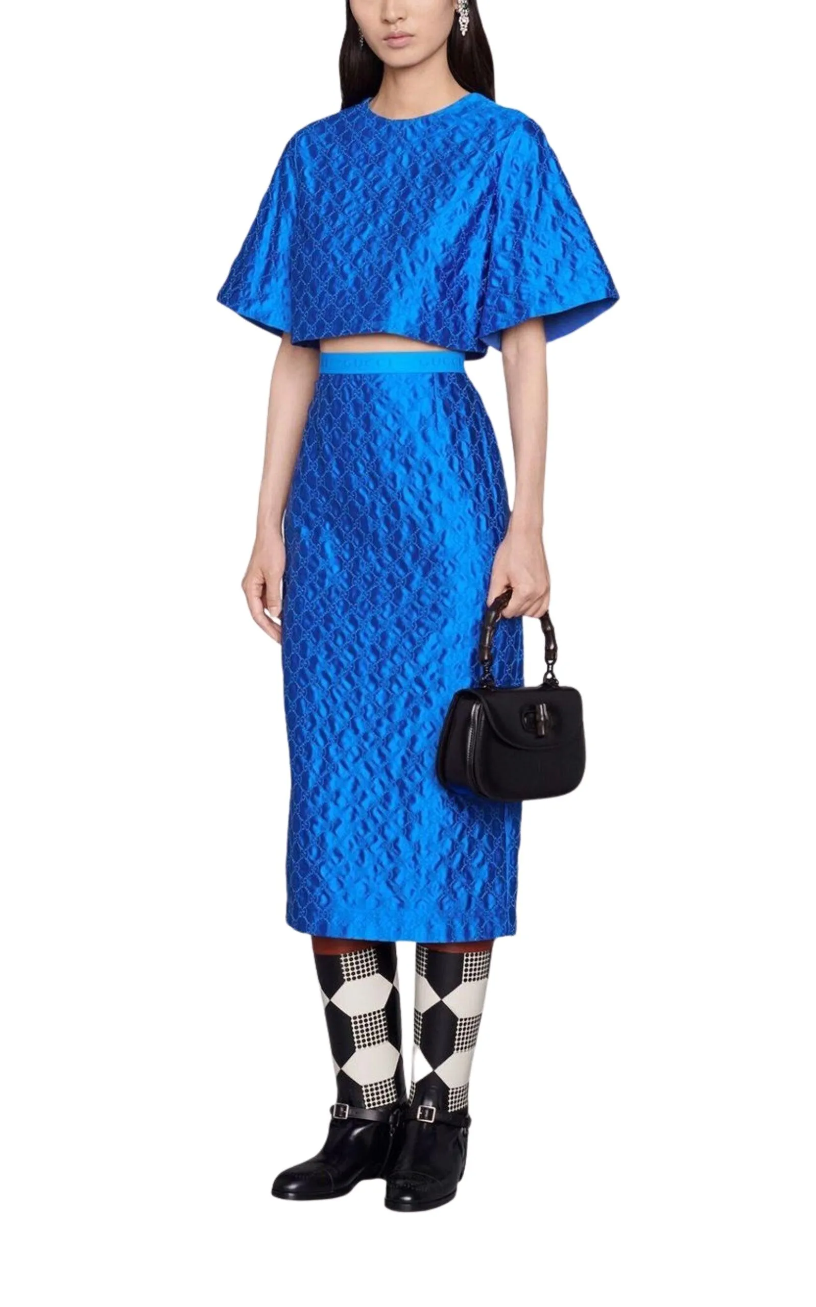 Gg Supreme Blue Silk Skirt