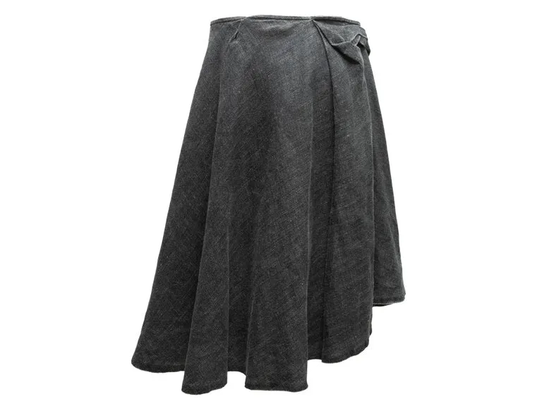 Grey Dries Van Noten Linen Wrap Skirt Size EU 40