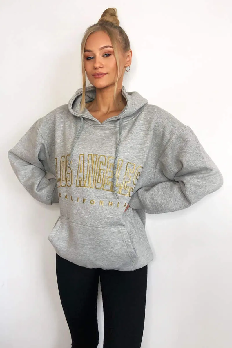 Grey LA Gold Printed Hoodie