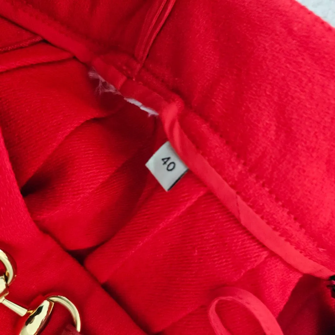 Gucci Red Pleated Horsebit Midi Skirt