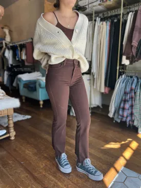 High Rise Crop Flare In Chocolate