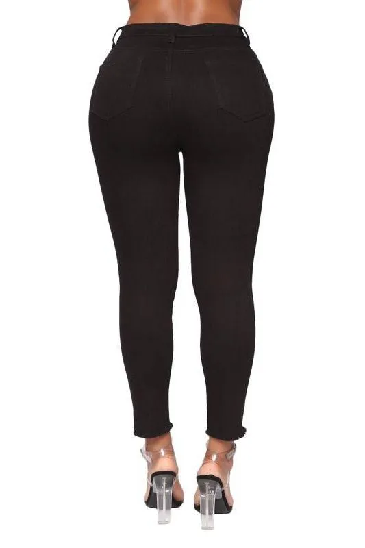 High Waist Slim Fit Pencil Jeans