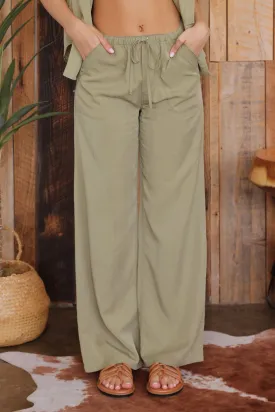 HIGH WAIST WIDE LEG DRAWSTRING PANTS