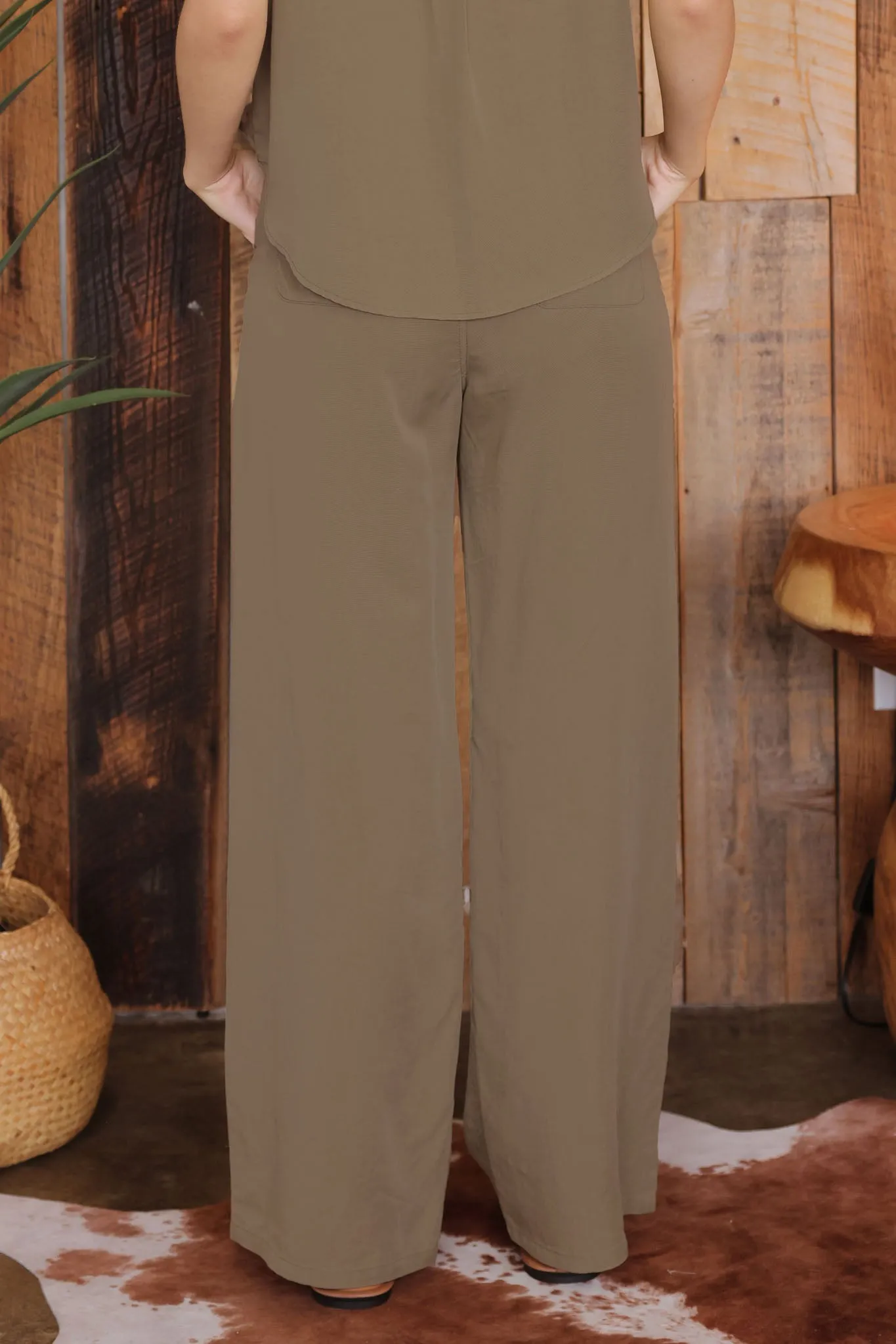 HIGH WAIST WIDE LEG DRAWSTRING PANTS