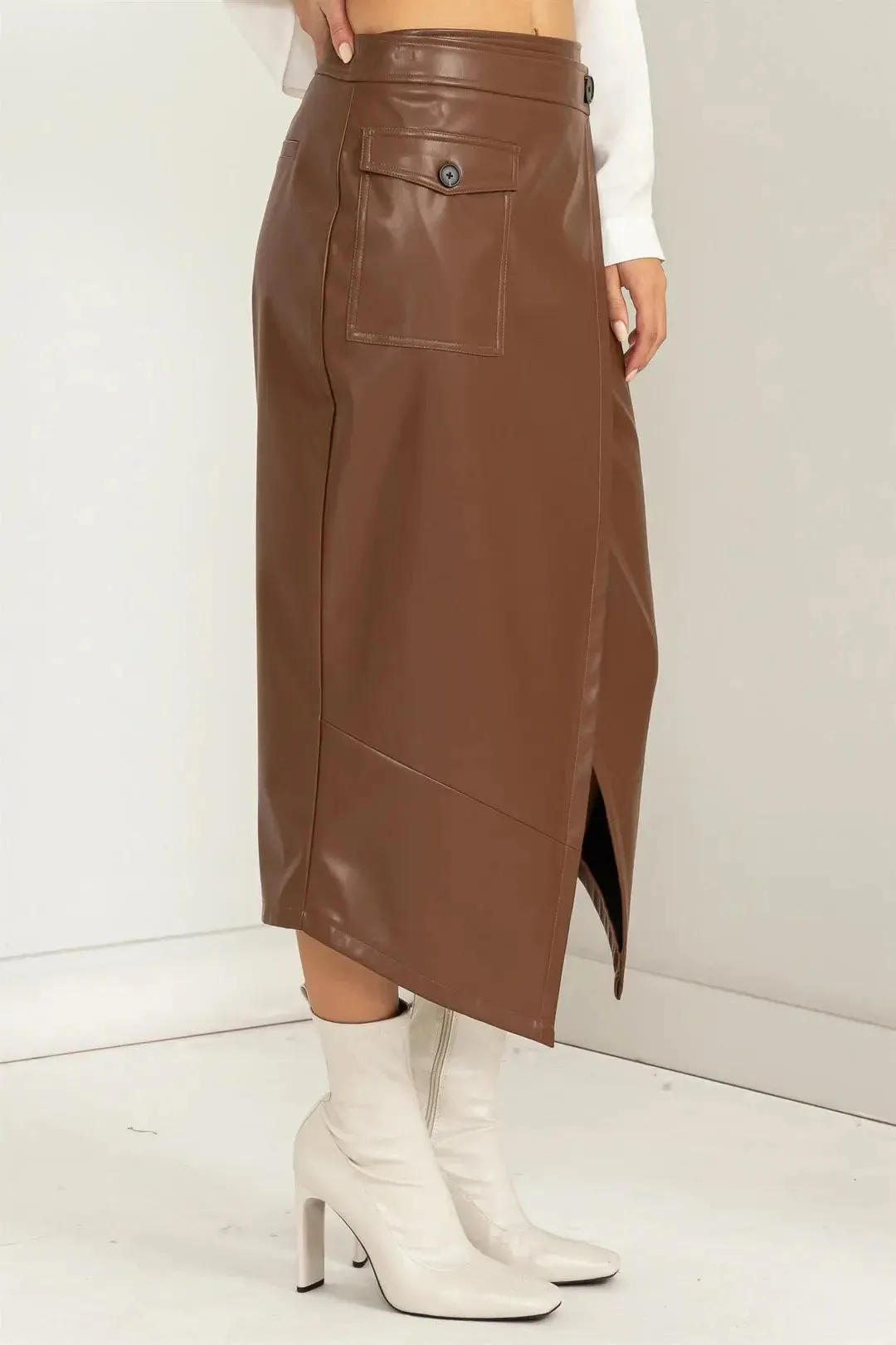 Hyfive Inc. Love Vibes High-Waisted Wrap Midi Skirt – Chic & Trendy Statement Piece
