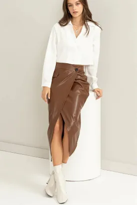 Hyfive Inc. Love Vibes High-Waisted Wrap Midi Skirt – Chic & Trendy Statement Piece