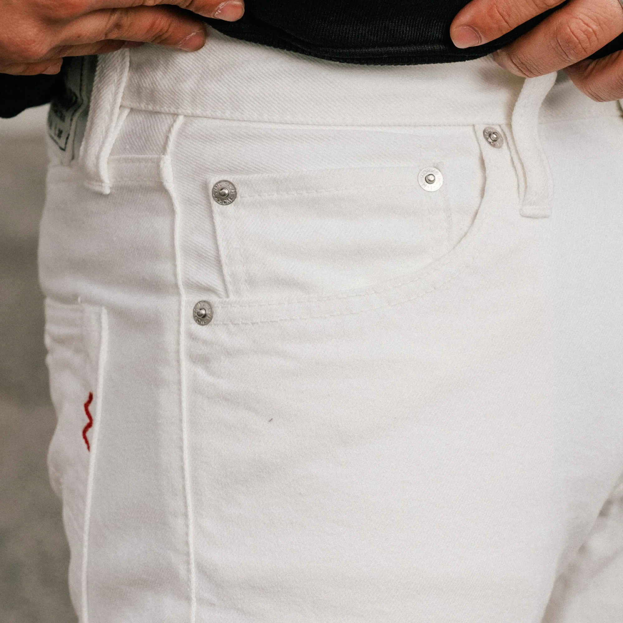 Iron Heart IH-555-WT 13.5oz Denim Super Slim Cut Jeans White FINAL SALE