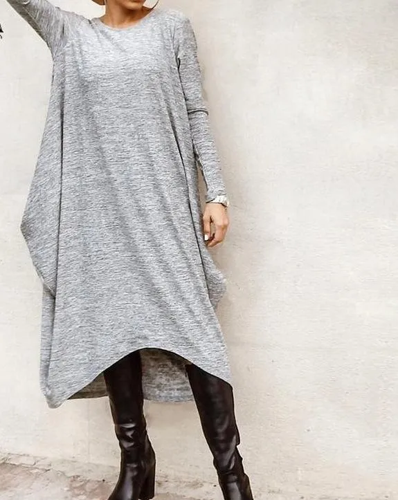 Irregular Plus Sizes Women Fall Long Dresses