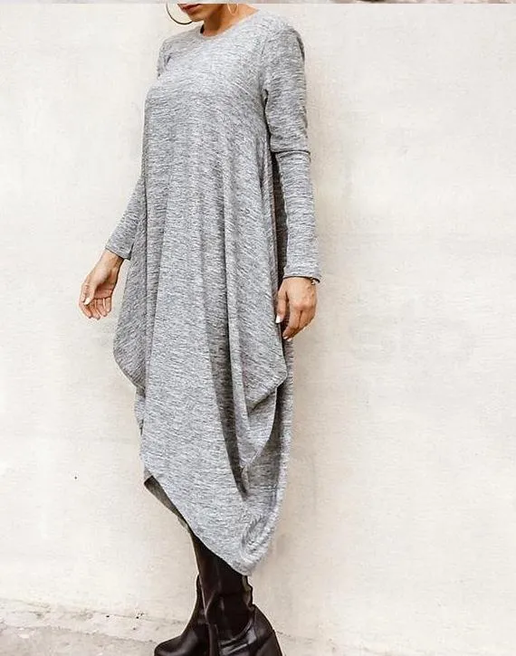 Irregular Plus Sizes Women Fall Long Dresses