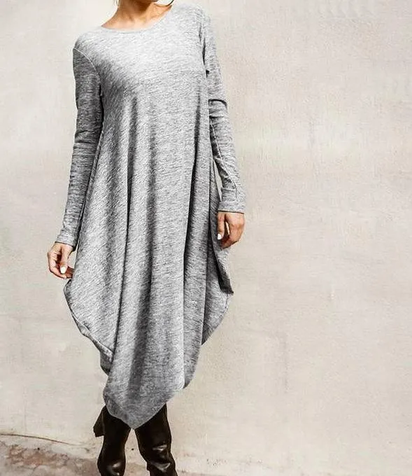 Irregular Plus Sizes Women Fall Long Dresses