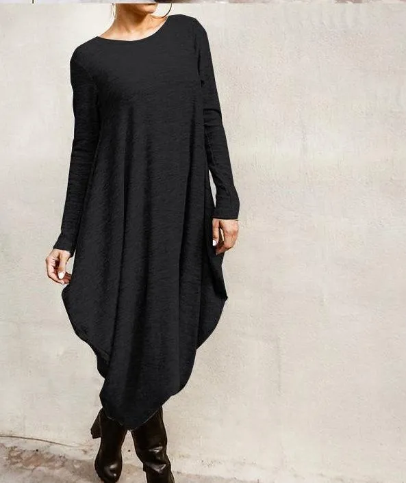 Irregular Plus Sizes Women Fall Long Dresses