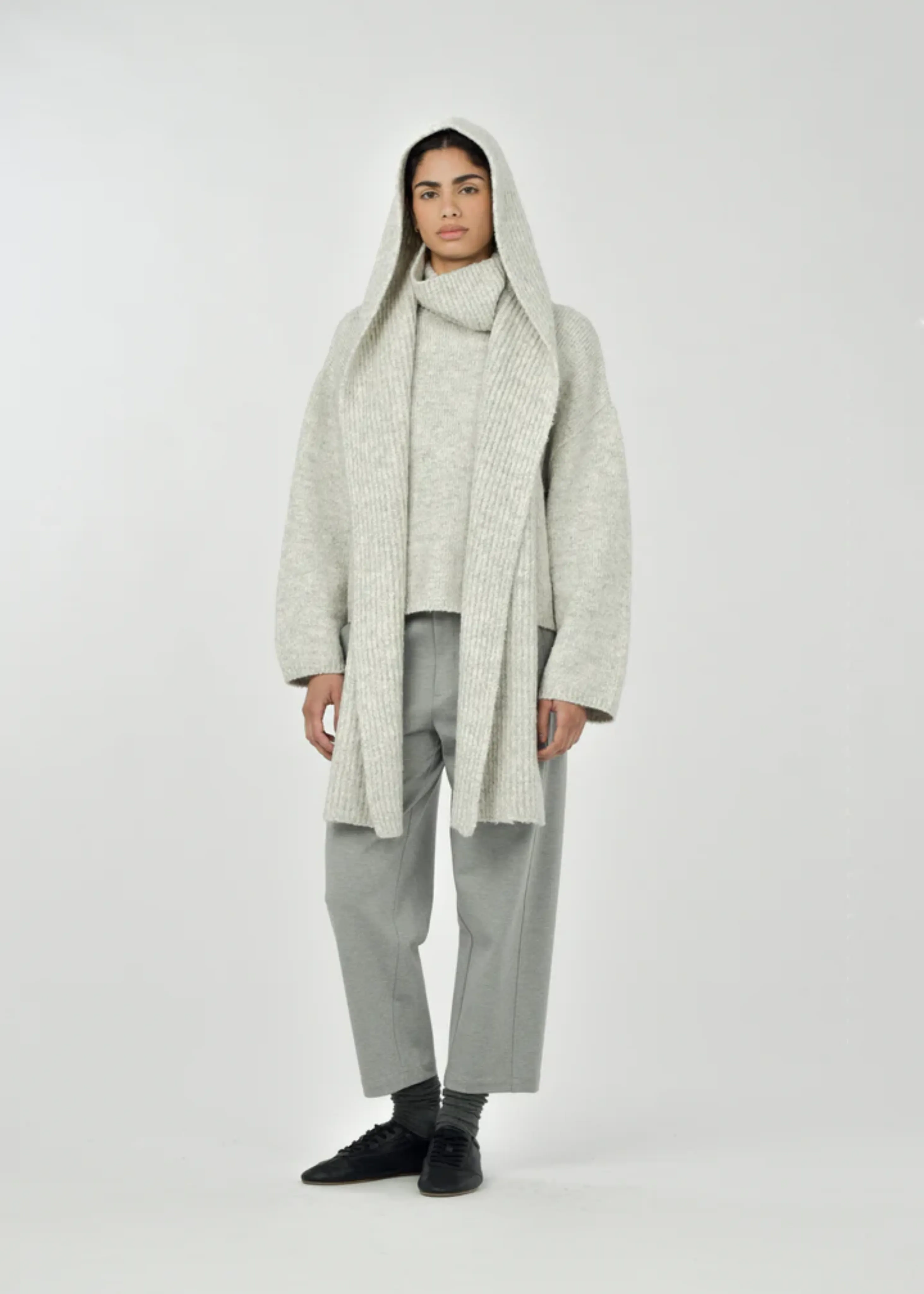 Juri hood scarf, melange grey