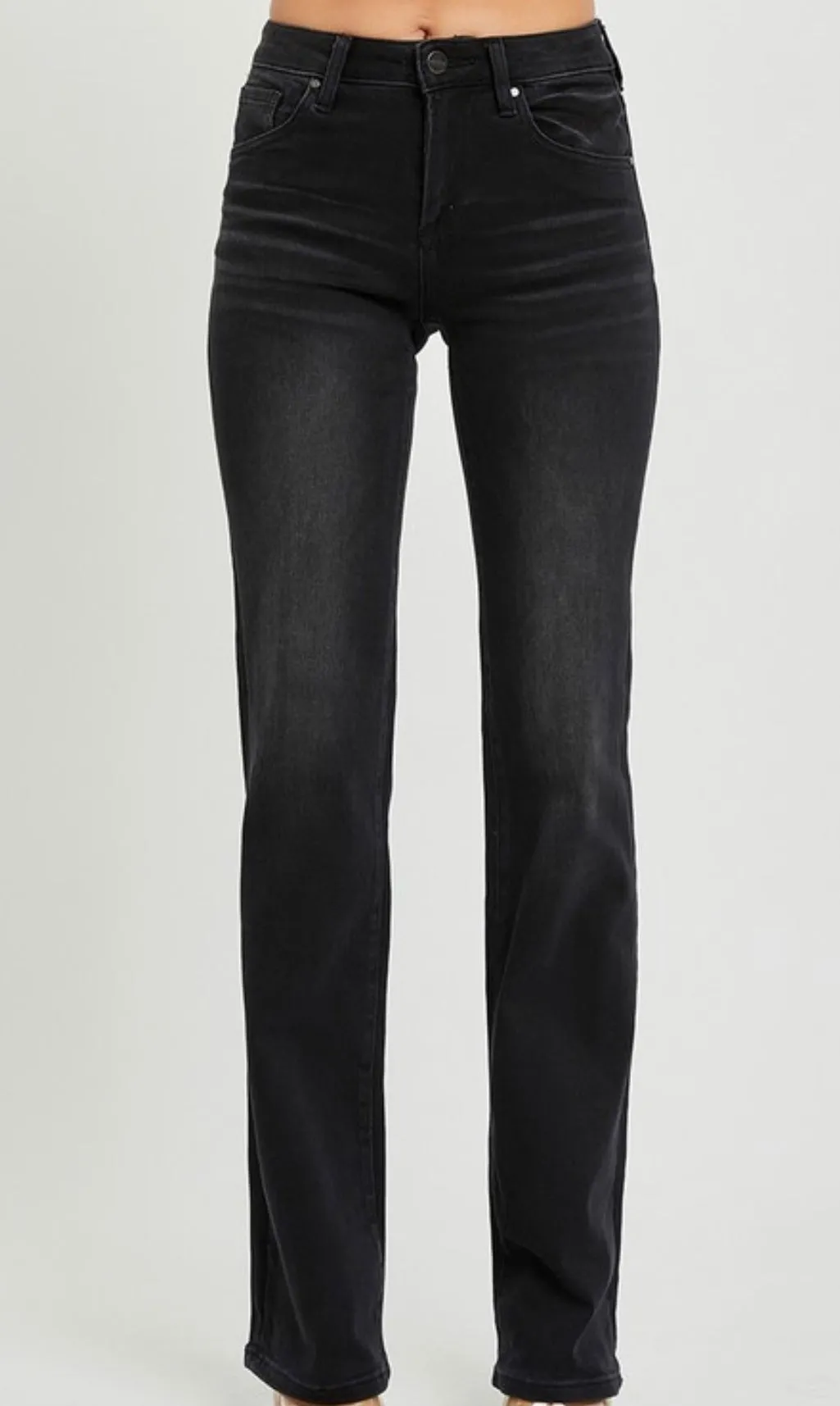 Kami black mid rise slim straight