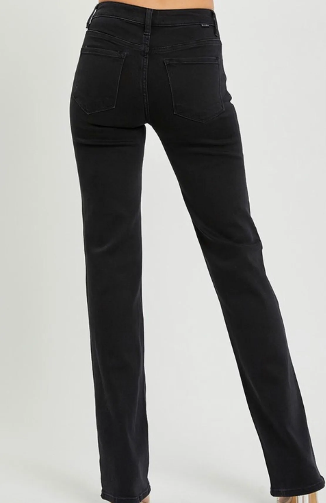 Kami black mid rise slim straight