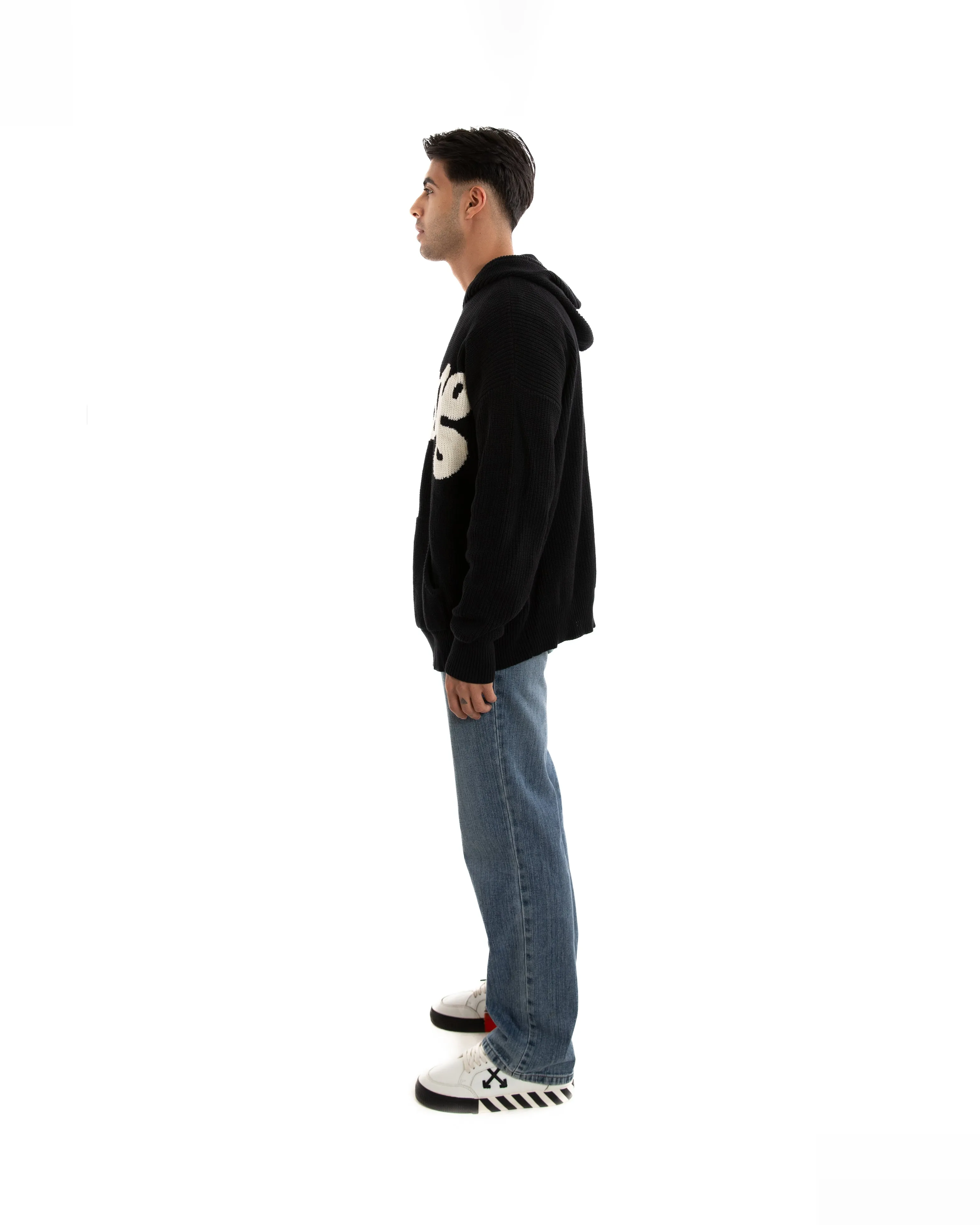 Knitted Black Hoodie