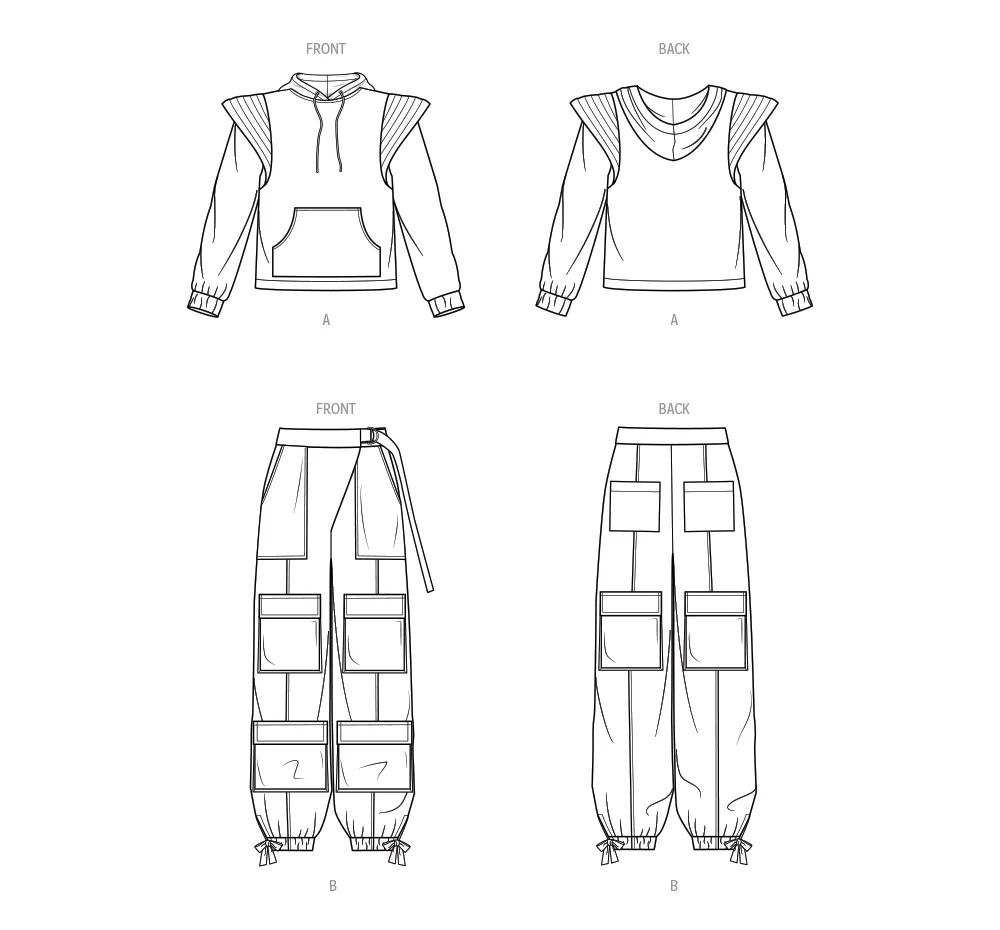 Know Me sewing pattern 2054 Sweatshirt and Cargo Pants by Keechii B Style