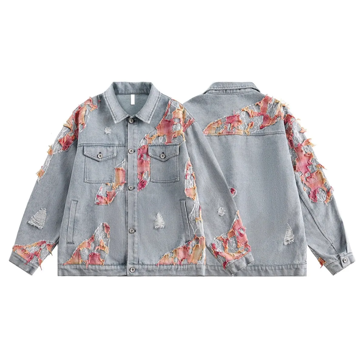 Lace Patchwork Denim Jacket