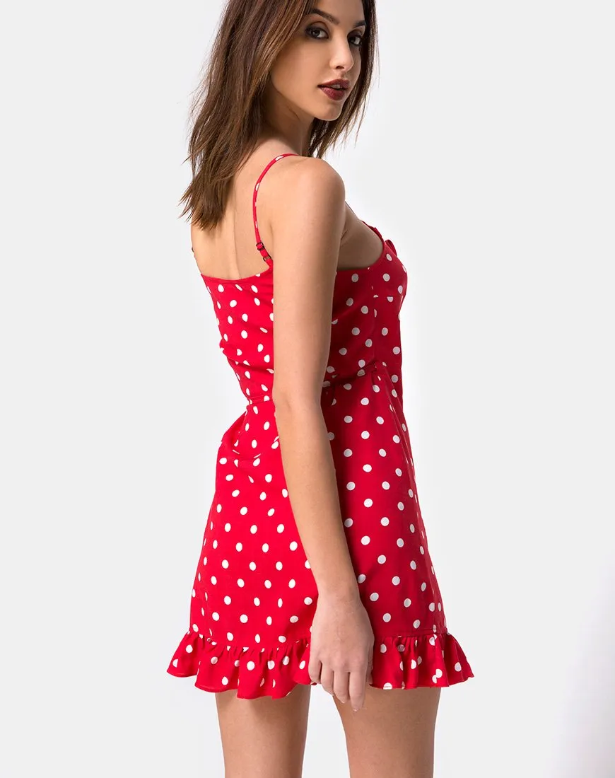 Lasky Dress in Medium Polka red and White