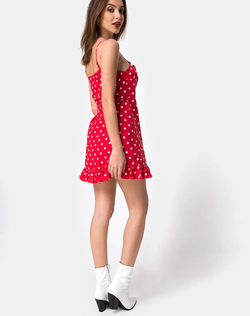 Lasky Dress in Medium Polka red and White