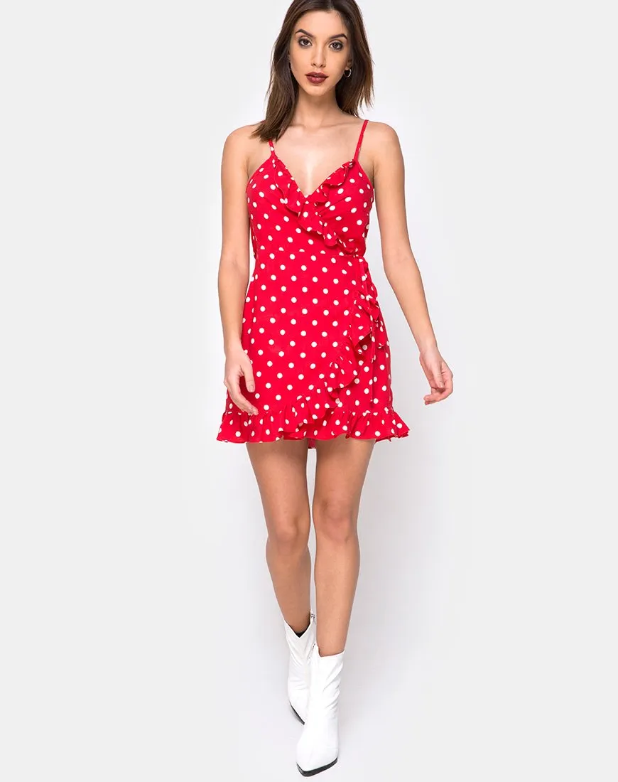 Lasky Dress in Medium Polka red and White