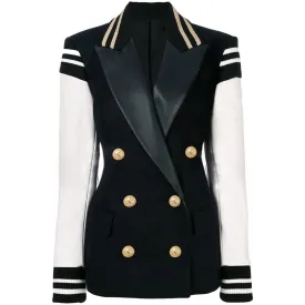 Leather Patchwork Varsity Jacket