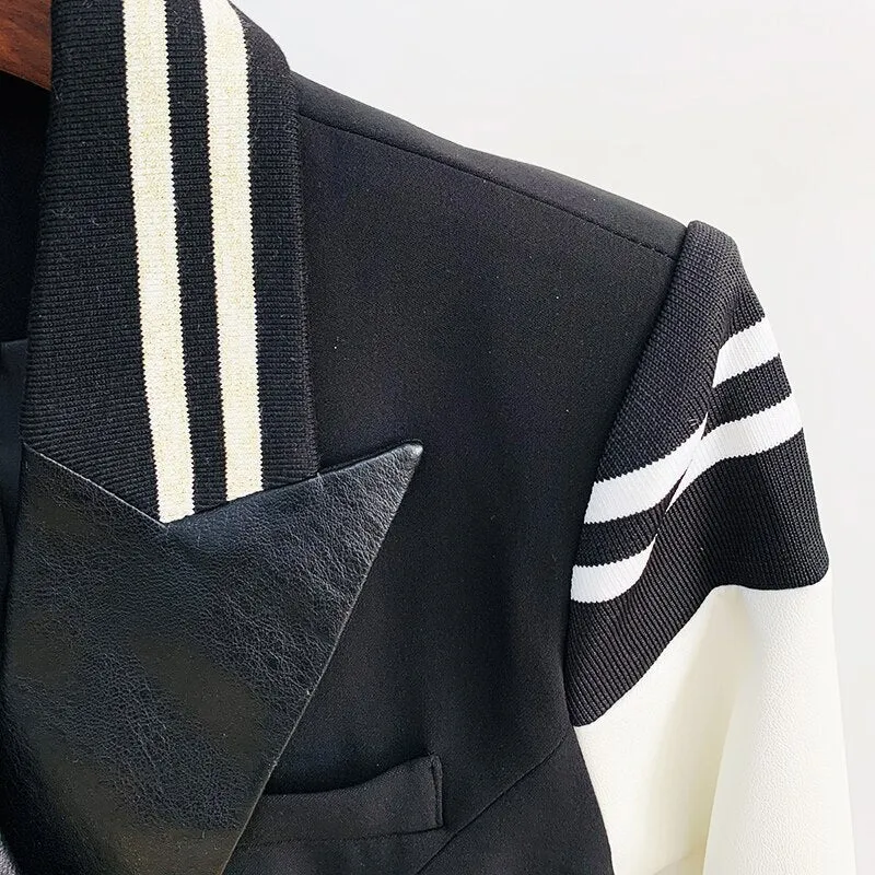 Leather Patchwork Varsity Jacket