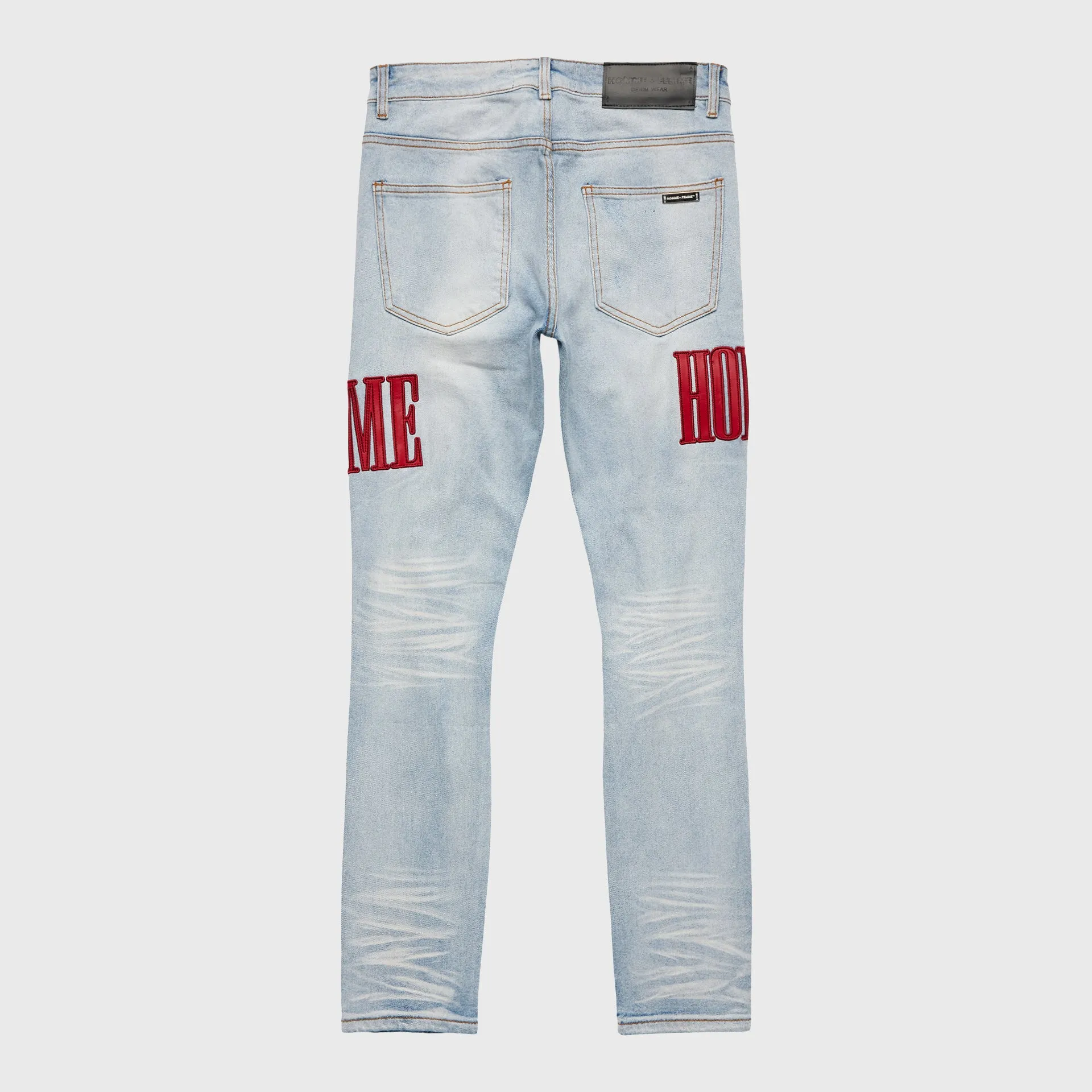 Letterman Denim Blue With Red Letters