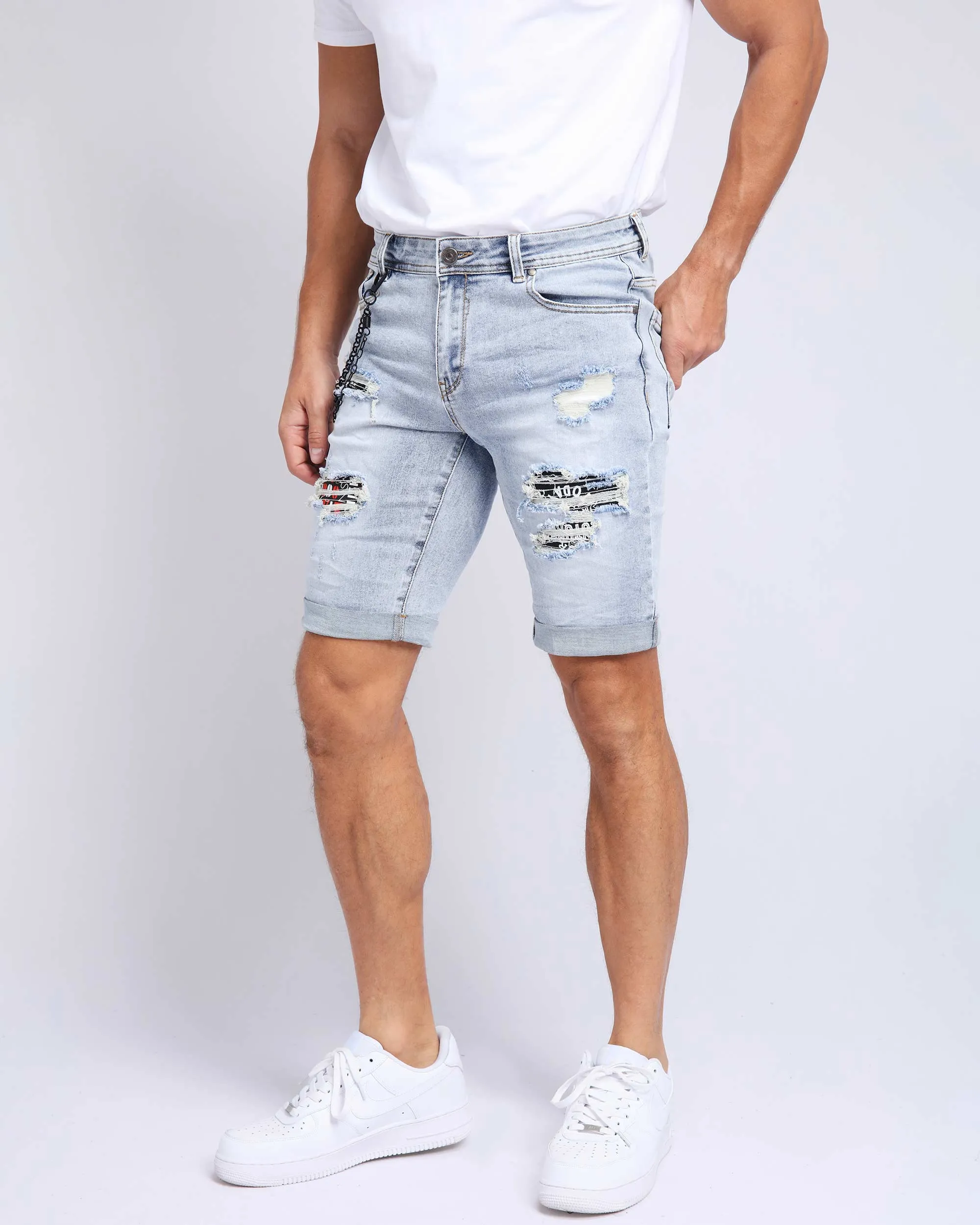 Light Wash Blue Ripped Jeans Shorts-Mexico Local Delivery