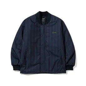 LOGO STRIPE VARSITY JACKET NAVY