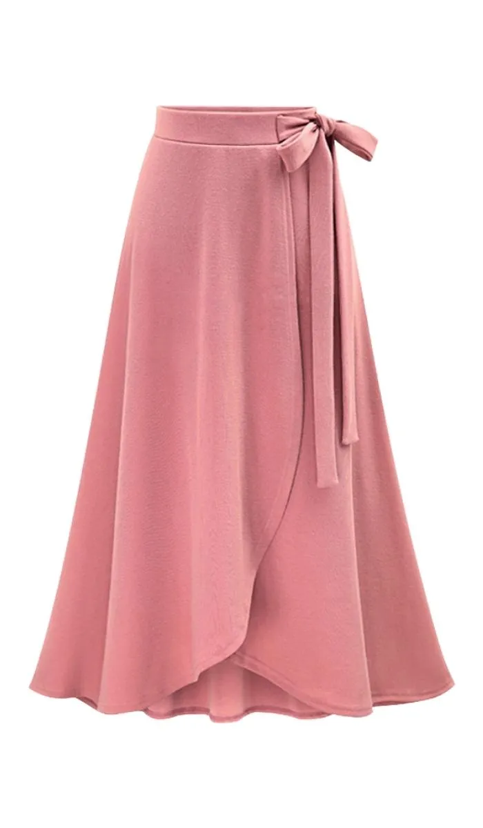 Luexco Vintage Chiffon Slit Skirt HighWaist Asymmetric Saia
