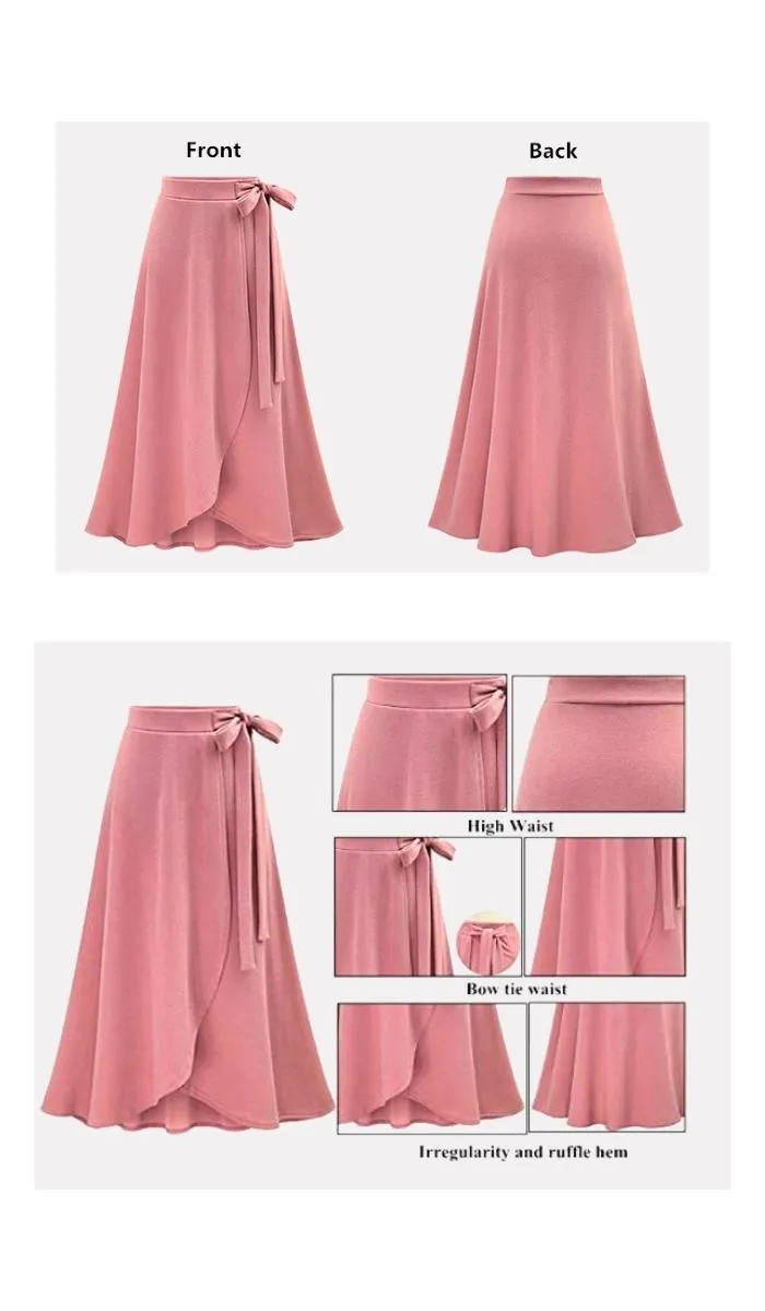 Luexco Vintage Chiffon Slit Skirt HighWaist Asymmetric Saia