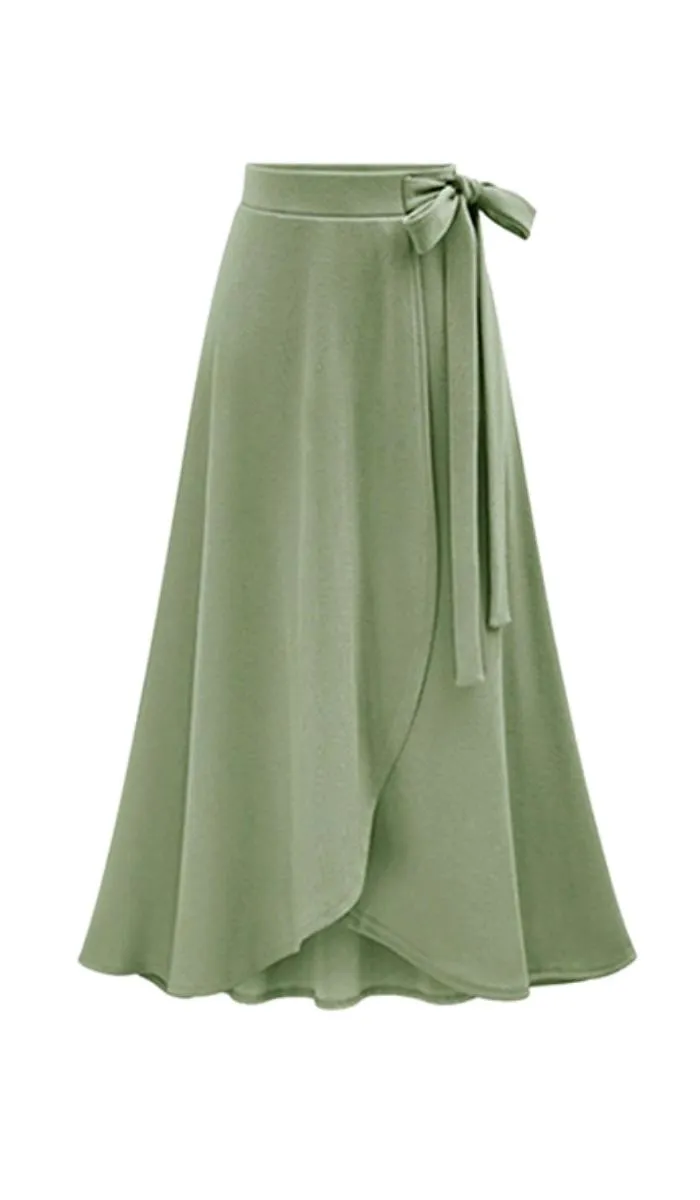 Luexco Vintage Chiffon Slit Skirt HighWaist Asymmetric Saia