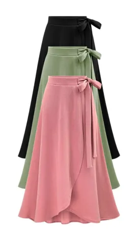 Luexco Vintage Chiffon Slit Skirt HighWaist Asymmetric Saia