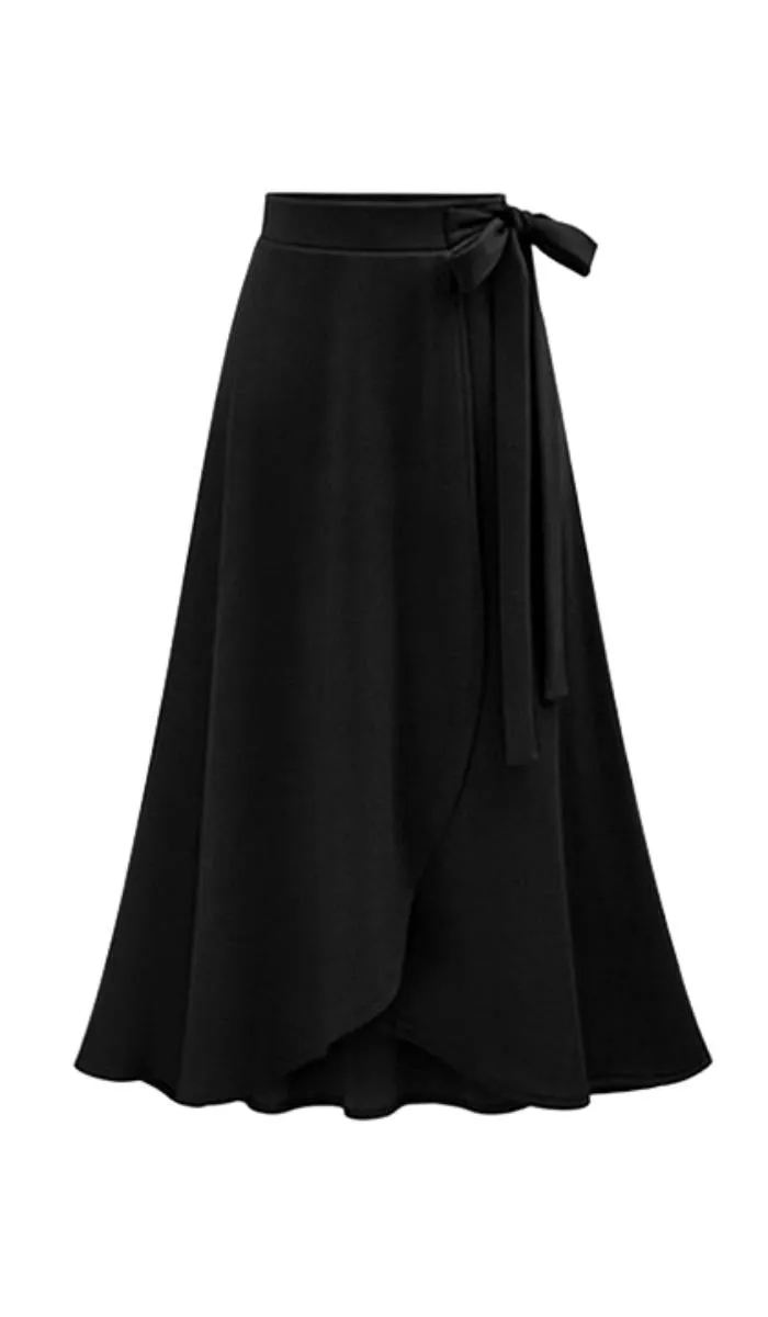 Luexco Vintage Chiffon Slit Skirt HighWaist Asymmetric Saia