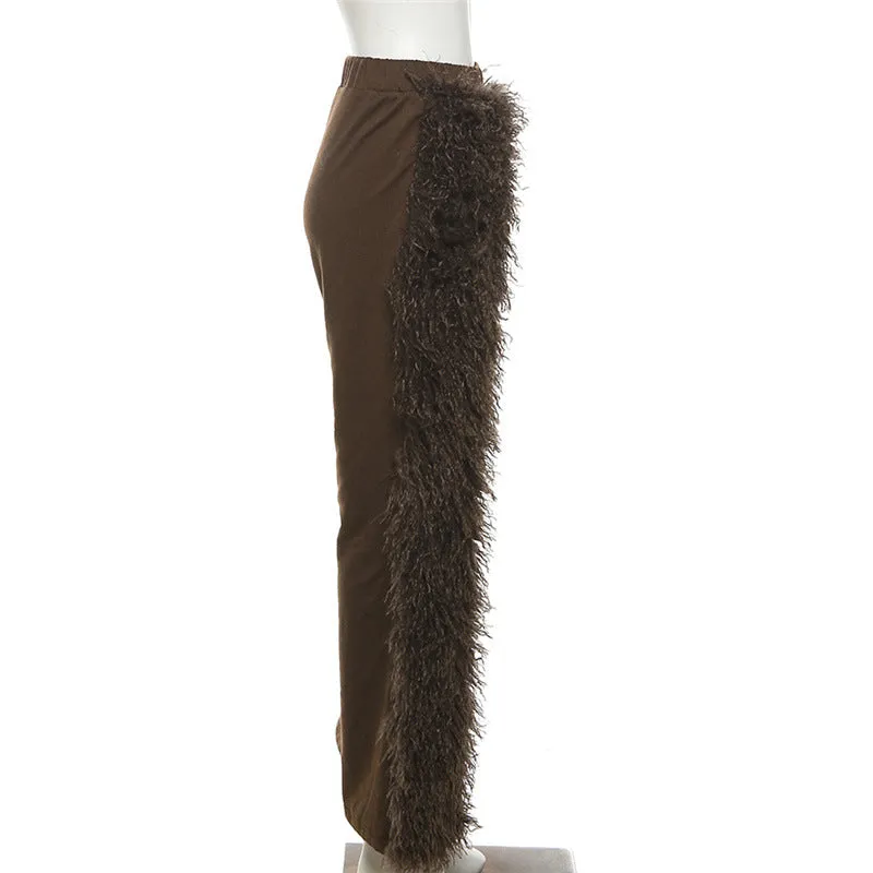 MB FASHION CASUAL HIGH WAIST FUR PANTS 6191LY