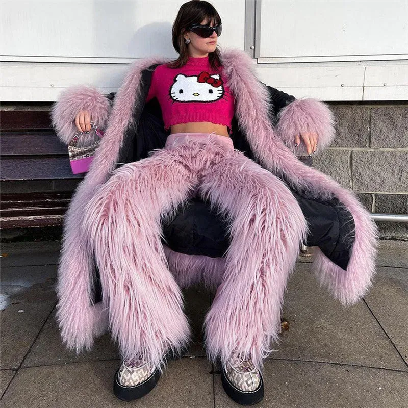 MB FASHION CASUAL HIGH WAIST FUR PANTS 6191LY