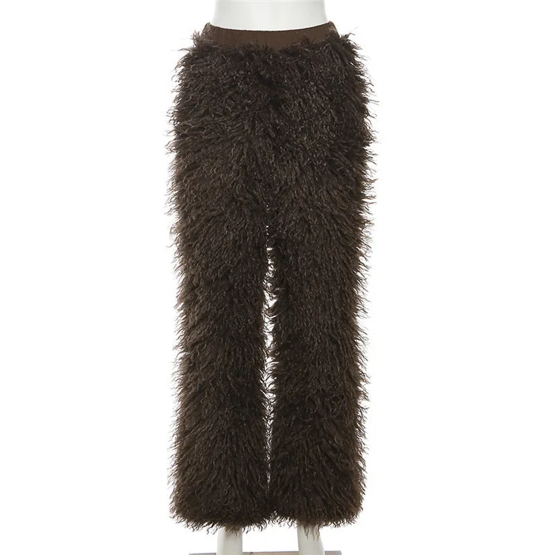 MB FASHION CASUAL HIGH WAIST FUR PANTS 6191LY