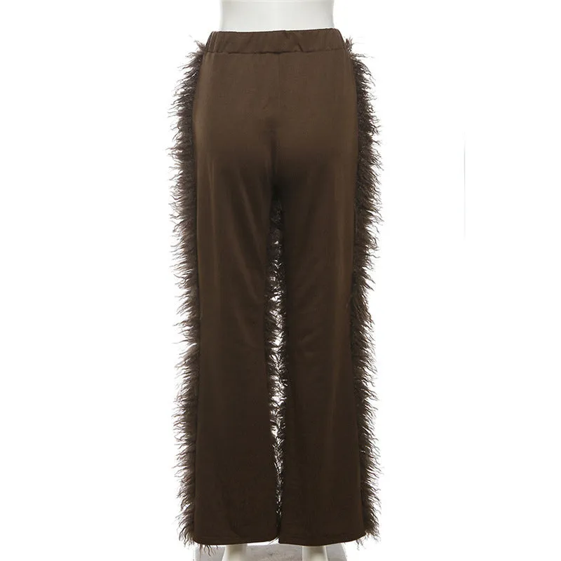 MB FASHION CASUAL HIGH WAIST FUR PANTS 6191LY