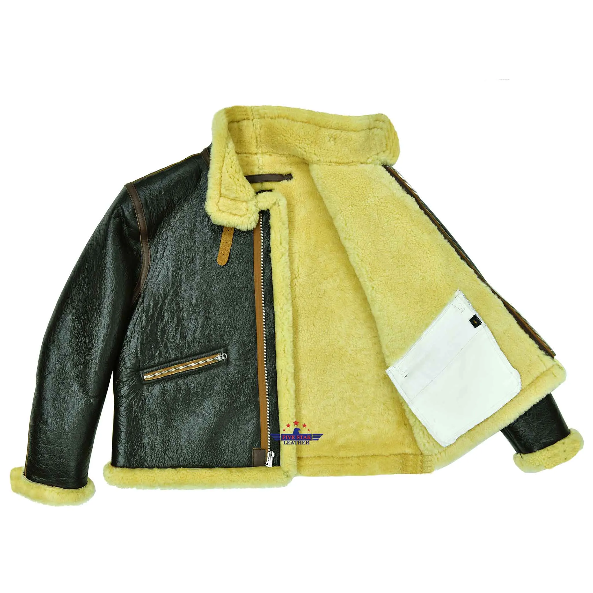 MEN ARMY D1 MECHANICS REPRO MILITARY PILOT AVIATION FLIGHT SHEEPSKIN LEATHER JACKET