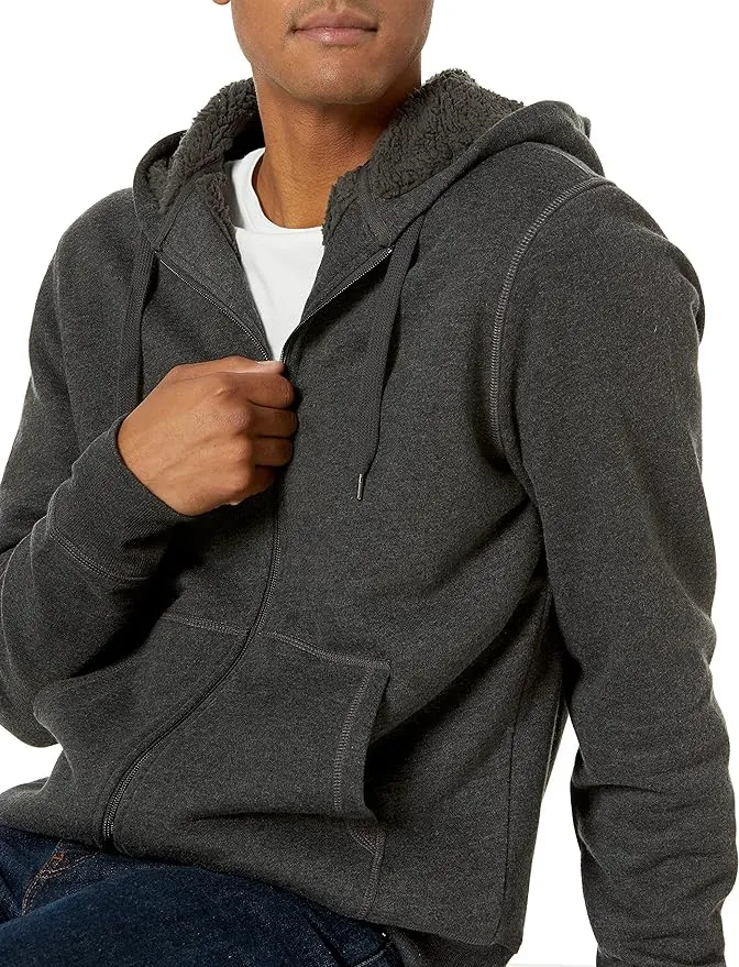 Men's Sherpa Fleece Lined classic zip-up hoodie