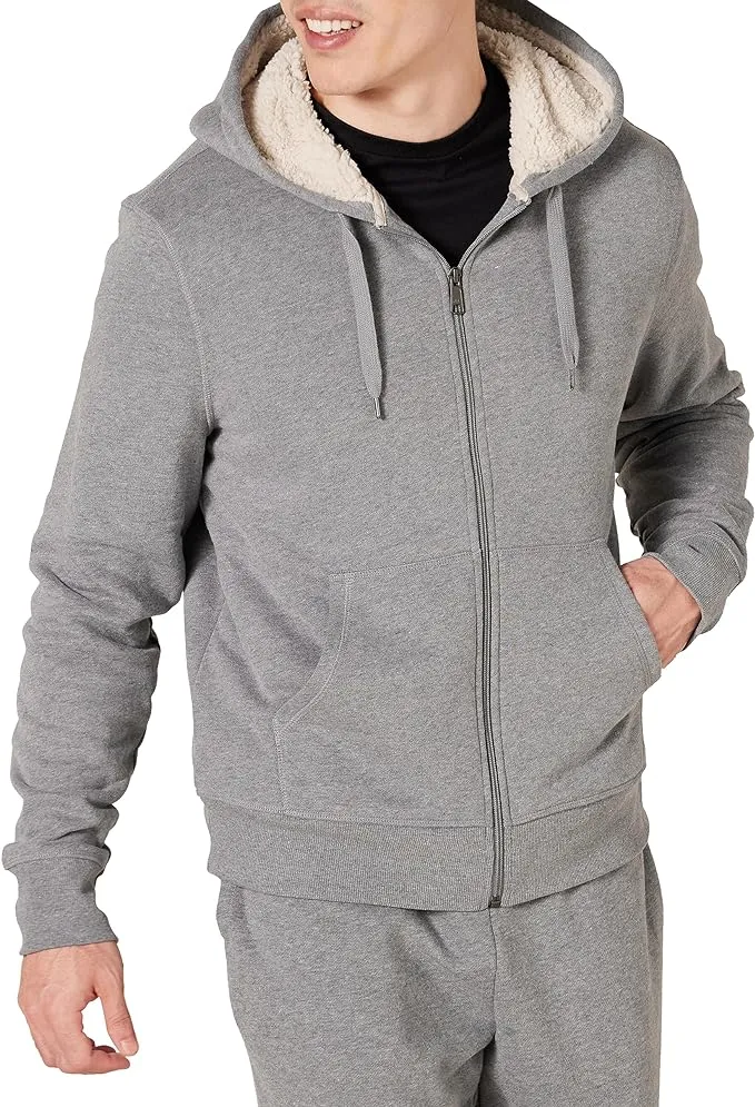 Men's Sherpa Fleece Lined classic zip-up hoodie