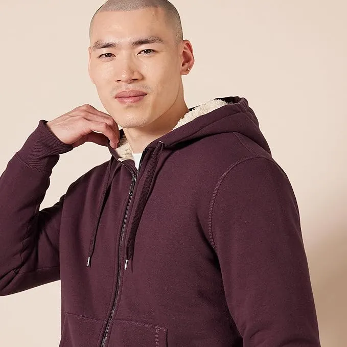 Men's Sherpa Fleece Lined classic zip-up hoodie