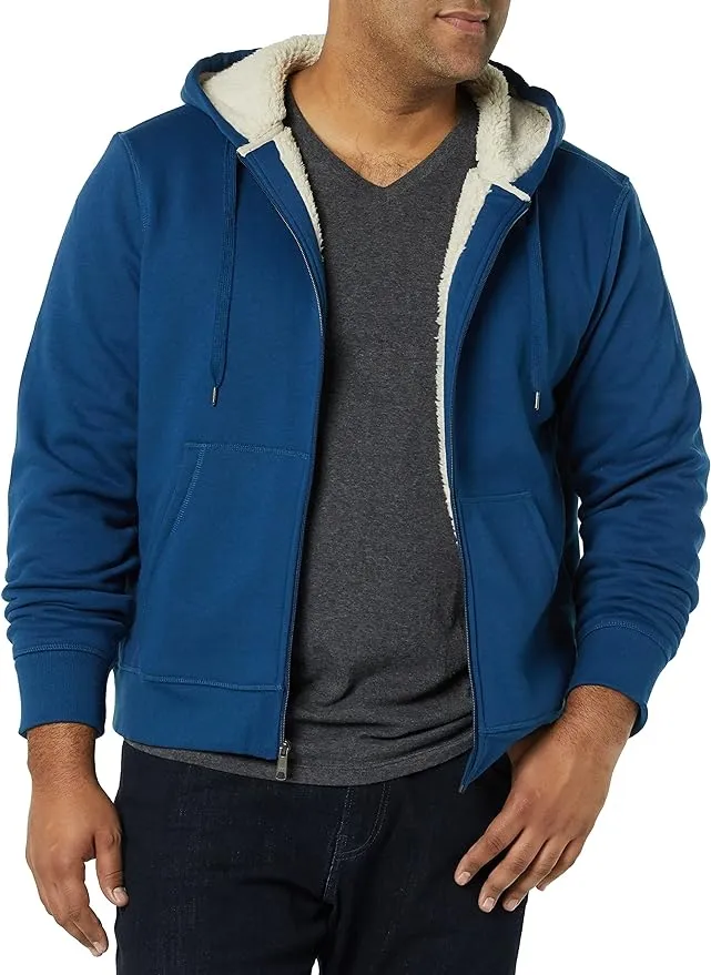 Men's Sherpa Fleece Lined classic zip-up hoodie