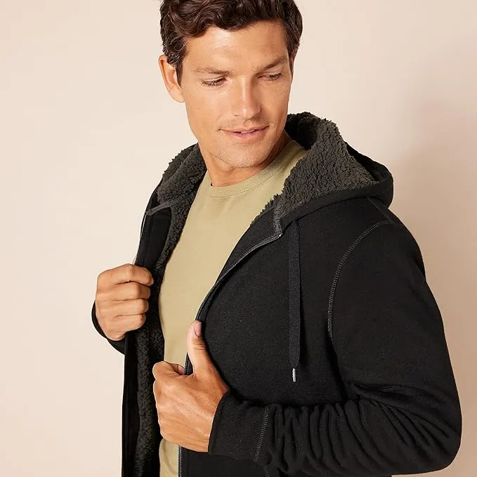 Men's Sherpa Fleece Lined classic zip-up hoodie