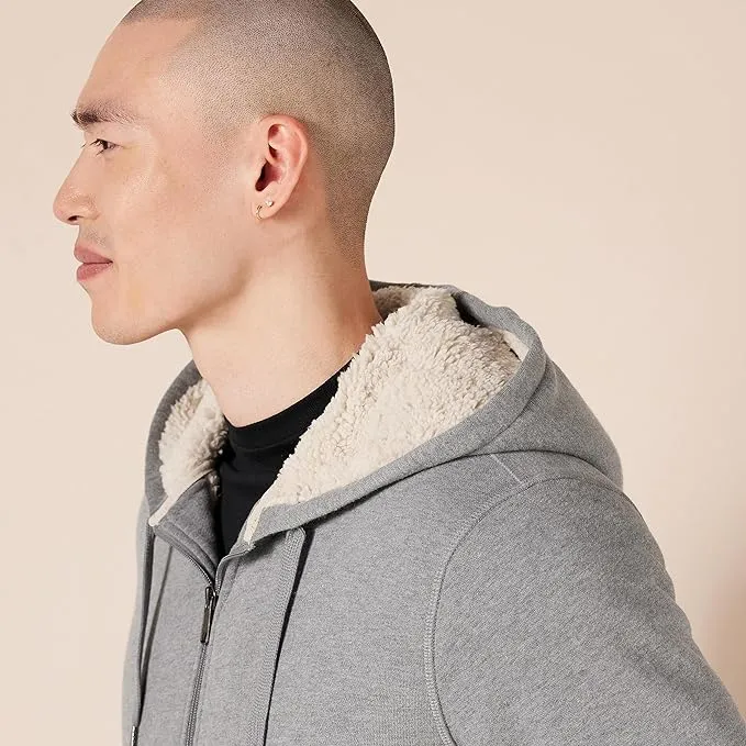 Men's Sherpa Fleece Lined classic zip-up hoodie